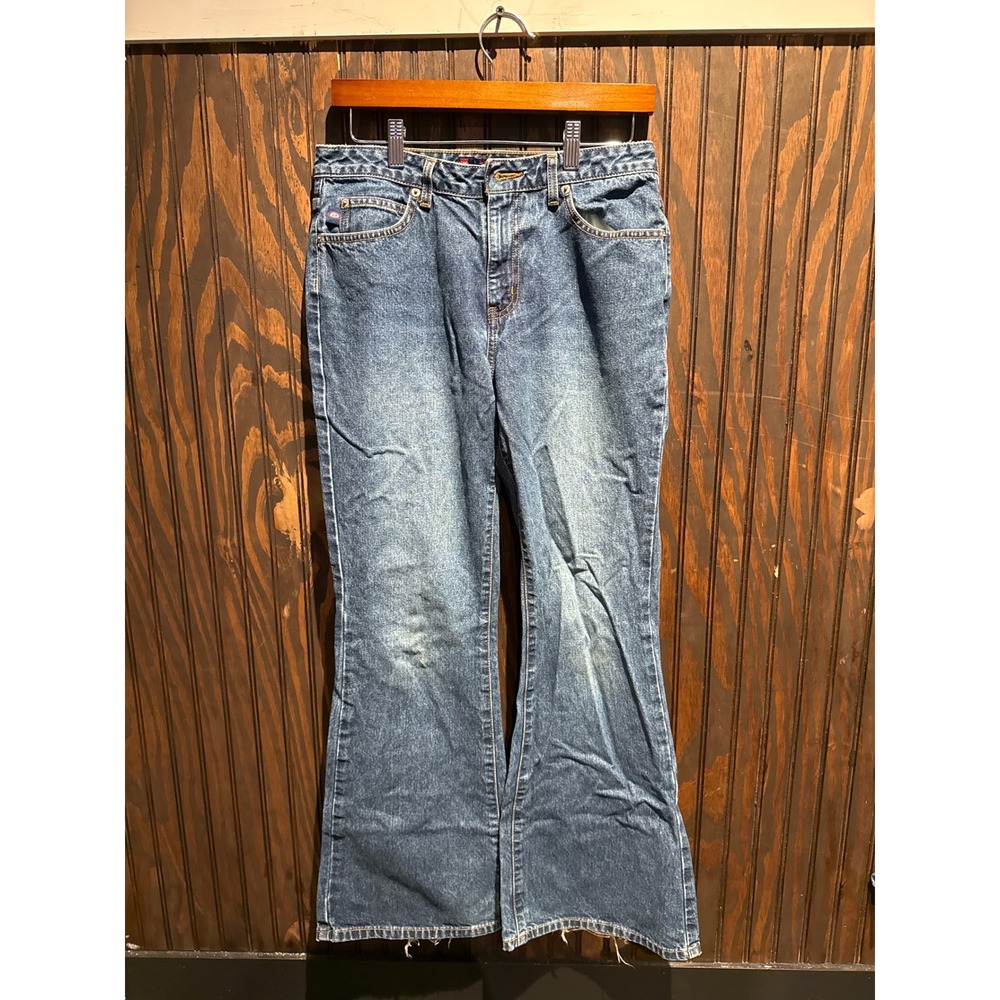 Bongo Vintage 90s High Rise Flare Leg Blue Denim Jeans Women Size 9 Medium Wash